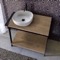 Console Sink Vanity With Ceramic Vessel Sink and Natural Brown Oak Shelf, 35